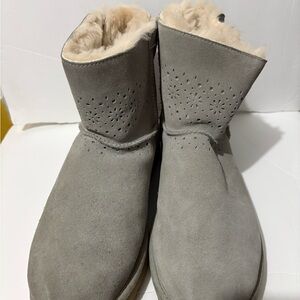 UGG Taupe Suede Boots with Plush Lining